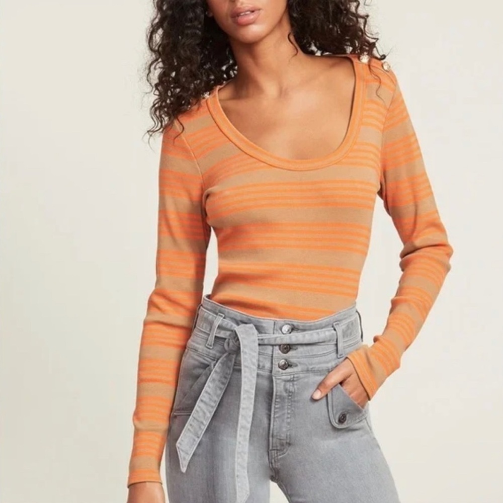 Veronica Beard Orange Striped Top